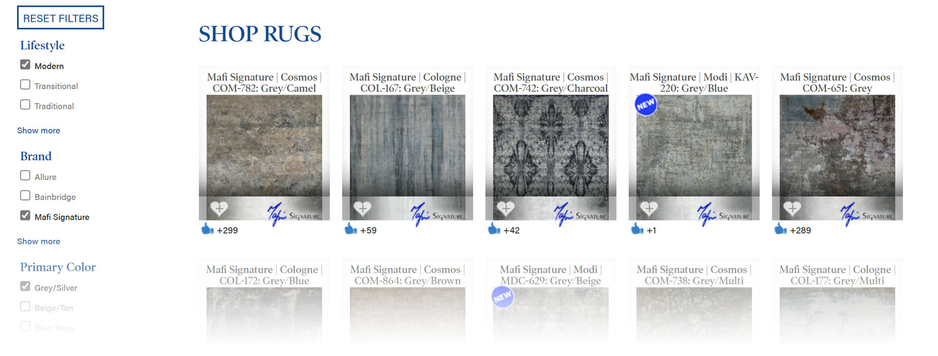 You can use multiple filters to find the best rug possible at MafiRugs.com.